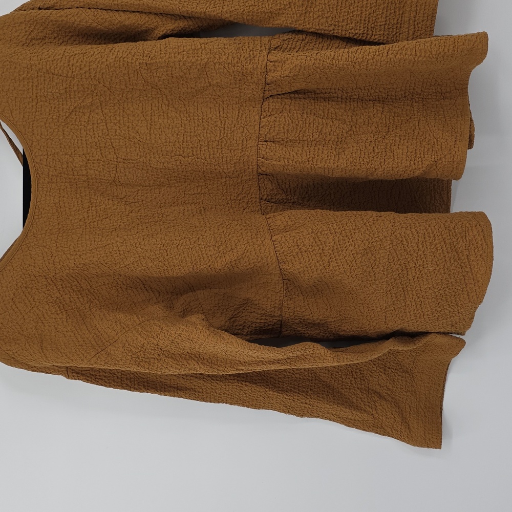 Madewell Brown Boxy Peplum Blouse Long Sleeeves Size L - Picture 2 of 9